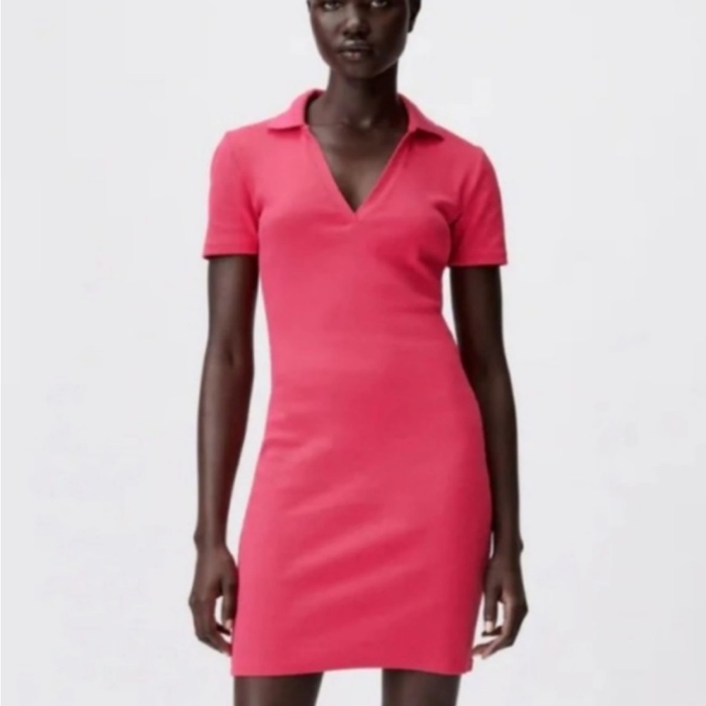 Zara hot pink polo dress